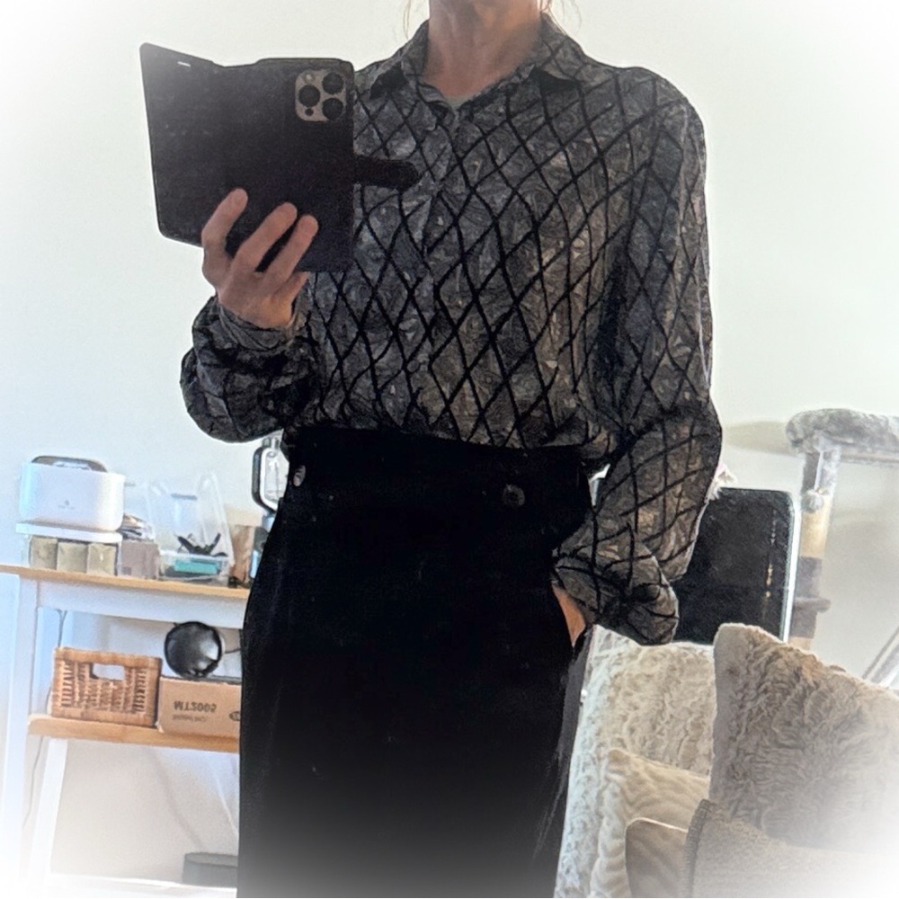 Topman Black and Gray Patterned Blouse